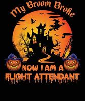 conception de t-shirt d'hôtesse de l'air pour halloween vecteur