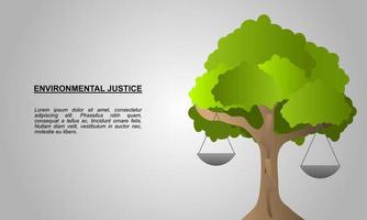 illustration de la justice environnementale avec arbre et échelles vecteur