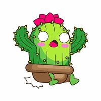 illustration vectorielle de dessin animé mignon petit cactus, ensemble de vecteurs de cactus vecteur