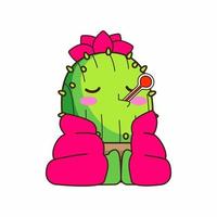 illustration vectorielle de dessin animé mignon petit cactus, ensemble de vecteurs de cactus vecteur