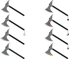 atout de jeu d'arme de coupe à froid, divers styles illustration vectorielle de collection de hache vecteur