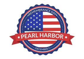 joyeux jour du souvenir du port de perles le 7 décembre modèle illustration plate de dessin animé dessiné à la main pour le mémorial national de la cérémonie vecteur