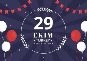 29 ekim turquie république jour modèle de fond illustration plate de dessin animé dessiné à la main vecteur