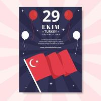 29 modèle d'affiche de la fête de la république de turquie ekim illustration plate de dessin animé dessiné à la main vecteur