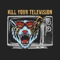 tigre en colère dans l'illustration de la télévision vecteur