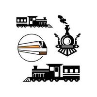 locomotive, ensemble, transport, silhouette, logo vecteur