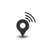 icône de broche de localisation du pointeur de carte avec vecteur de symbole de connexion wifi