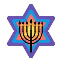 heureux hunukkah menorah et david étoile icône illustration vectorielle vecteur