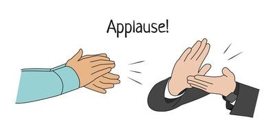 les mains des gens d'affaires applaudissent. acclamant, ovation, applaudissant le concept. illustration vectorielle. vecteur