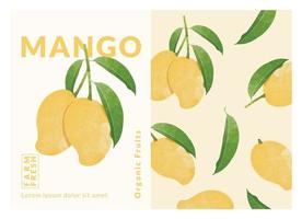 modèles de conception d'emballage de mangue, illustration vectorielle de style aquarelle. vecteur
