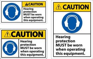 Attention protection auditive doit être porté sign vecteur