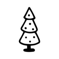 icône noire de ligne de sapin de Noël isolée sur fond blanc. illustration vectorielle dessinés à la main. symbole de style linéaire. logo vecteur