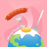journée mondiale de l'alimentation avec oeuf, saucisse et vecteur mondial