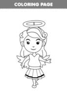 jeu d'éducation pour les enfants coloriage de dessin animé mignon ange fille dessin au trait feuille de travail imprimable halloween vecteur