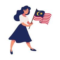 femme avec le drapeau de la malaisie vecteur