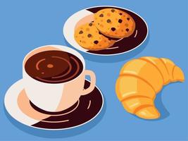 biscuits au café et pain vecteur