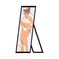 grosse femme dans un miroir vecteur