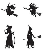 silhouette de personnage de sorcière halloween vecteur