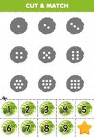 jeu éducatif pour les enfants comptez les points sur chaque silhouette et associez-les à la bonne feuille de travail imprimable de légumes de chou numérotés vecteur