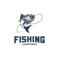 modèle de conception de logo de tournoi de pêche vecteur