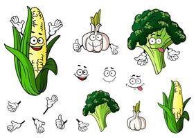 légumes brocoli, ail et maïs vecteur