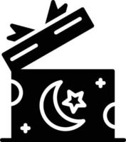 icône de glyphe de boîte cadeau ouverte vecteur