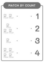 Match par comptage de botte de lutin, jeu pour enfants. illustration vectorielle, feuille de calcul imprimable vecteur