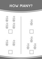 combien de fleur, jeu pour enfants. illustration vectorielle, feuille de calcul imprimable vecteur