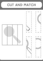 couper et assortir des pièces de loupe, jeu pour enfants. illustration vectorielle, feuille de calcul imprimable vecteur