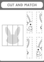 découper et assortir des parties de lapin, jeu pour enfants. illustration vectorielle, feuille de calcul imprimable vecteur