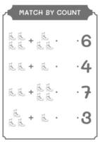 Match par comptage de botte de lutin, jeu pour enfants. illustration vectorielle, feuille de calcul imprimable vecteur