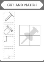 couper et assortir des parties de punaise, jeu pour enfants. illustration vectorielle, feuille de calcul imprimable vecteur