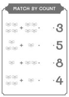 match au nombre de ruban, jeu pour enfants. illustration vectorielle, feuille de calcul imprimable vecteur