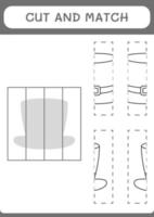couper et assortir des parties de st. chapeau de jour de patrick, jeu pour enfants. illustration vectorielle, feuille de calcul imprimable vecteur
