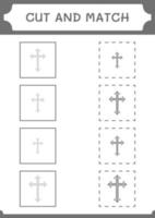 couper et assortir des parties de croix chrétienne, jeu pour enfants. illustration vectorielle, feuille de calcul imprimable vecteur