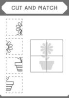 couper et assortir des parties de fleur, jeu pour enfants. illustration vectorielle, feuille de calcul imprimable vecteur