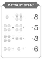 match par nombre d'oeufs de pâques, jeu pour enfants. illustration vectorielle, feuille de calcul imprimable vecteur