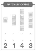 match par nombre de calculatrice, jeu pour enfants. illustration vectorielle, feuille de calcul imprimable vecteur