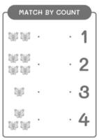 correspondance par nombre de papillons, jeu pour enfants. illustration vectorielle, feuille de calcul imprimable vecteur