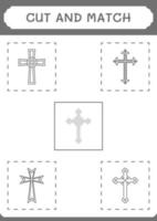 couper et assortir des parties de croix chrétienne, jeu pour enfants. illustration vectorielle, feuille de calcul imprimable vecteur