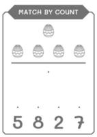 match par nombre d'oeufs de pâques, jeu pour enfants. illustration vectorielle, feuille de calcul imprimable vecteur