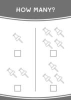 combien de punaise, jeu pour enfants. illustration vectorielle, feuille de calcul imprimable vecteur