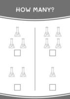 combien de flacon de chimie, jeu pour enfants. illustration vectorielle, feuille de calcul imprimable vecteur