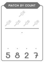 match par nombre de punaise, jeu pour enfants. illustration vectorielle, feuille de calcul imprimable vecteur