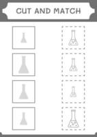 couper et assortir des parties de flacon de chimie, jeu pour enfants. illustration vectorielle, feuille de calcul imprimable vecteur