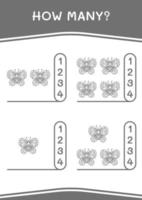 combien de papillon, jeu pour enfants. illustration vectorielle, feuille de calcul imprimable vecteur