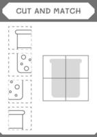 couper et assortir des parties de flacon de chimie, jeu pour enfants. illustration vectorielle, feuille de calcul imprimable vecteur