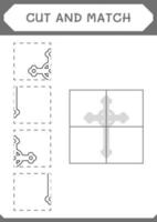 couper et assortir des parties de croix chrétienne, jeu pour enfants. illustration vectorielle, feuille de calcul imprimable vecteur