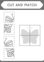 couper et assortir des parties de papillon, jeu pour enfants. illustration vectorielle, feuille de calcul imprimable vecteur