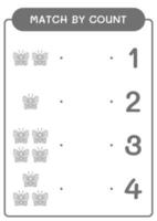 correspondance par nombre de papillons, jeu pour enfants. illustration vectorielle, feuille de calcul imprimable vecteur